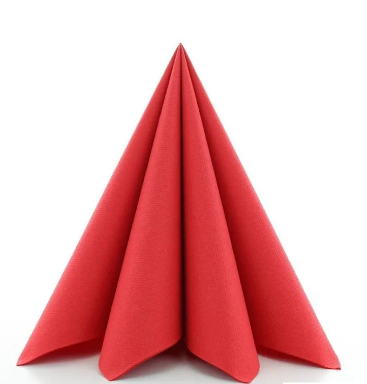 Middagsserviet, 1/4 fold, 40x40cm, rød, airlaid, (600 stk.) - Airlaid 40x40cm rød middagsserviet.webp
