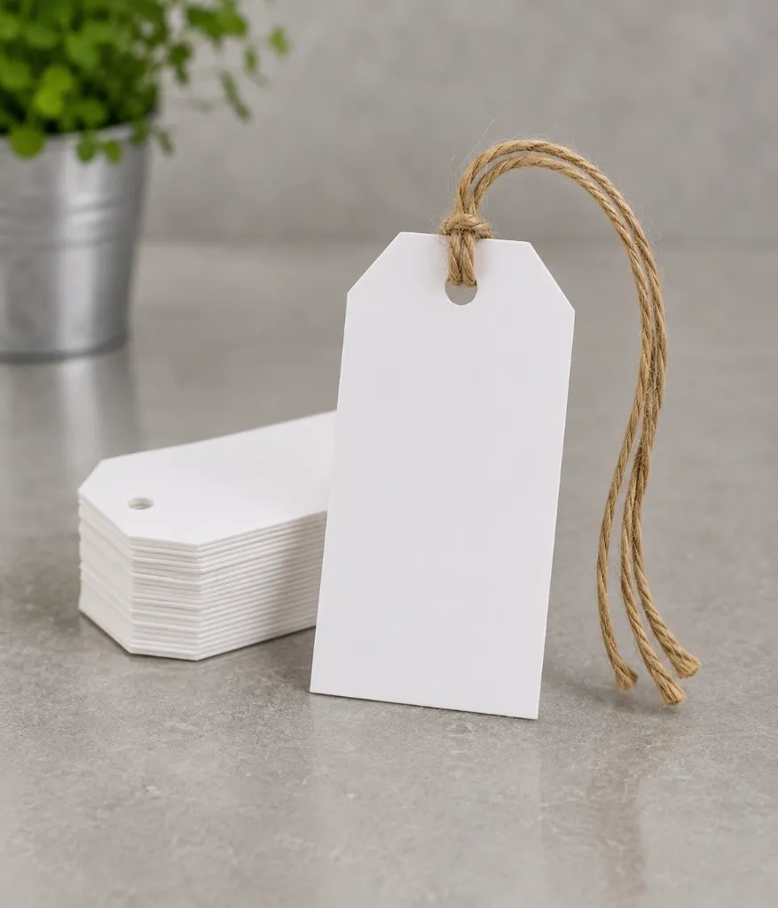 Manillamærker, 4x8 cm, vandfast, (1000 stk.) - Hvide manillamærker 4x8 cm.webp