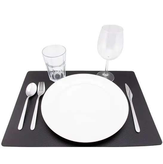 Dækkeserviet, sort, læder, 43x30cm, (12 stk.) - Læder dækkeserviet sort.webp