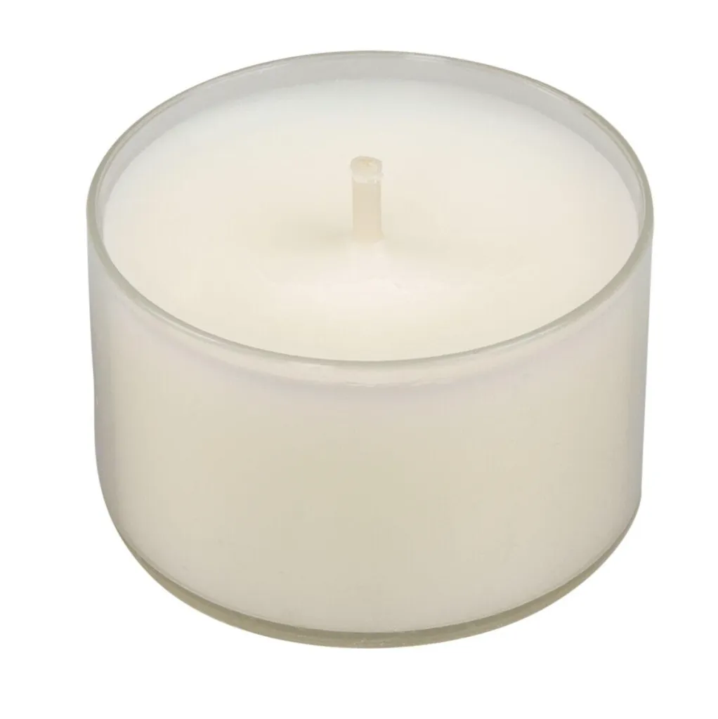 Fyrfadslys, 2,5xØ3,8cm, hvid, 7 timer, stearin, i glasholder, (288 stk.) - Fyrfadslys i glasbeholder 7timer.webp