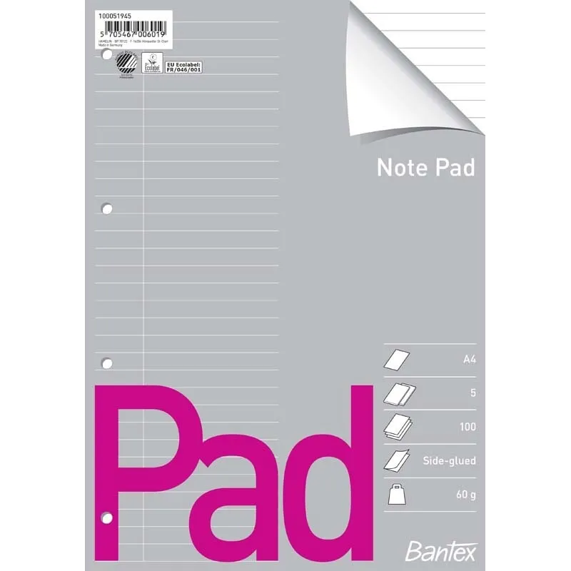 Standardblok, Bantex, Standard Blok, A4 hvid, 210x297mm, (5 stk.) - Bantex 10051945 standardblok.webp