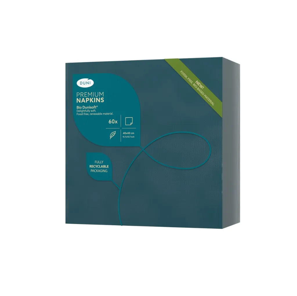 Middagsserviet, 40x40cm, 1/4fold, Ocean Teal, Duni, Dunisoft, (360 stk.) - Duni 201156.webp