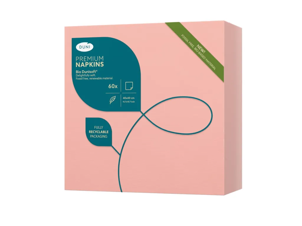 Middagsserviet, 40x40cm, 1/4fold, Mellow Rose, Duni, Dunisoft, (360 stk.) - Mellow Rose, Duni Middagsserviet.webp