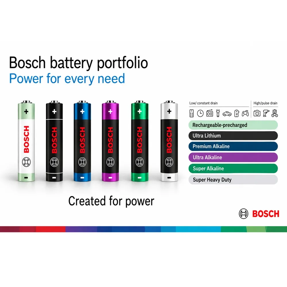 AAA-batteri (LR03), Bosch Super Alkaline, 10-pak, (1 stk.) - Bosch Super Alkaline.webp