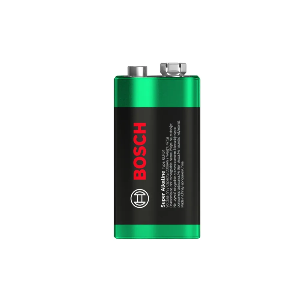 9V-batteri (6LR61), Bosch Super Alkaline, (1 stk.) - 9v Bosch Super Alkaline.webp