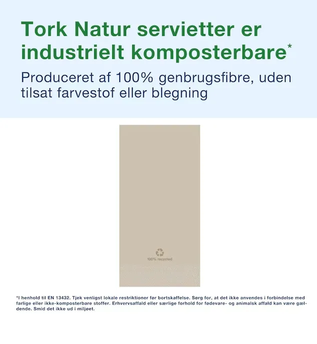 Middagsserviet, 2-lags, 1/8-fold, 39,5x39cm, natur, genbrugspapir, Tork Advanced 477352, (1800 stk.) - 477352 Tork Middagsserviet Natur.webp