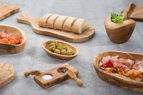 Salatskål, 20-24x14x5cm, oliventræ, ORGANIC WOOD, (1 stk.) - Salatskål, 20-24x14x5cm, organisk-form, oliventræ, (1 stk.)