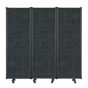 Foldeskærm, rumdeler, på hjul, PZ Flex, 180x180 cm, flere farver, (1 stk.) (Sort)