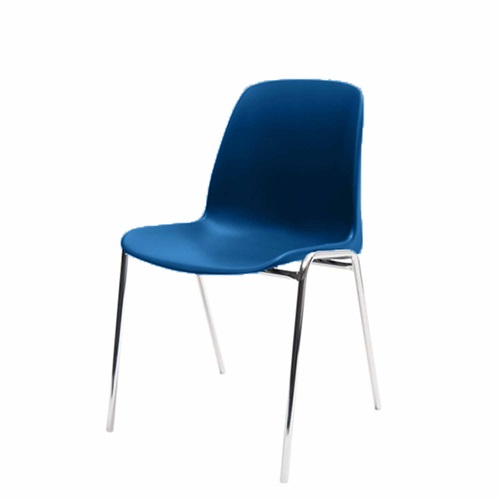 Stabelstol, Kantinestol, Oporto Xtra, plast og krom stel, flere farver, (8 stk.) (Blå)