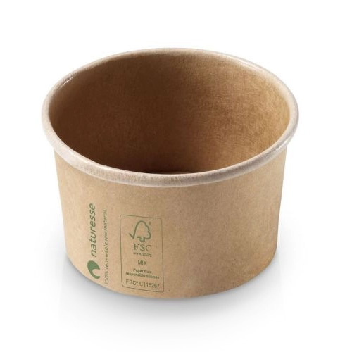Naturesse, Portionsbæger i Kraft karton/PLA, 120ml / 3oz, Ø75x45mm, brun, Tilhørende: 10609 (1.000 stk.)