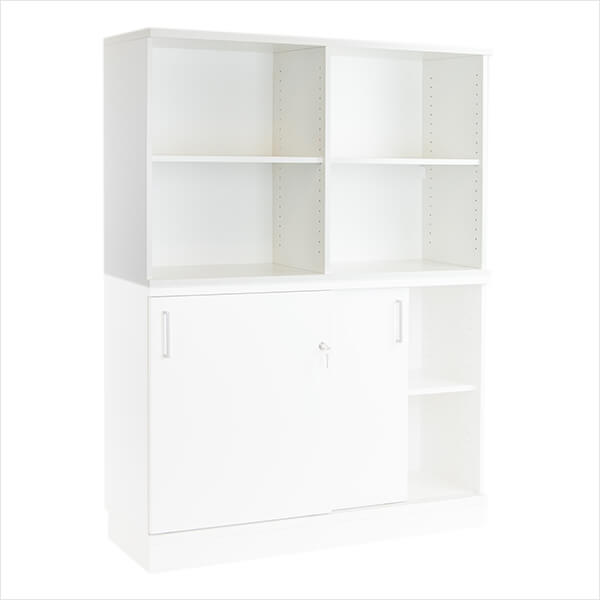 Overreol med 4 rum, 42,5x120x76cm, flytbar hylde, EP Xtra, flere farver, (1 stk.) (Hvid)