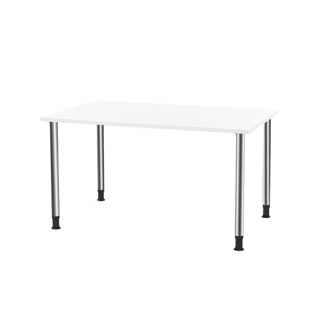 Kantinebord, 130x80cm, Oporto Futura, blank stel, flere farver, (1 stk.) (Hvid)
