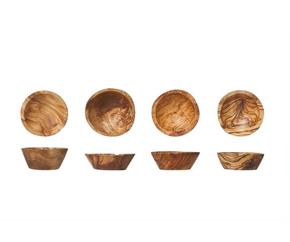 Skålesæt, Ø5,5-7,5cm, oliventræ, ORGANIC WOOD, (4 skåle)
