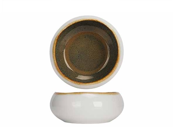 Skål, hvid/brun, Ø12X5cm, porcelæn, (8 stk.)