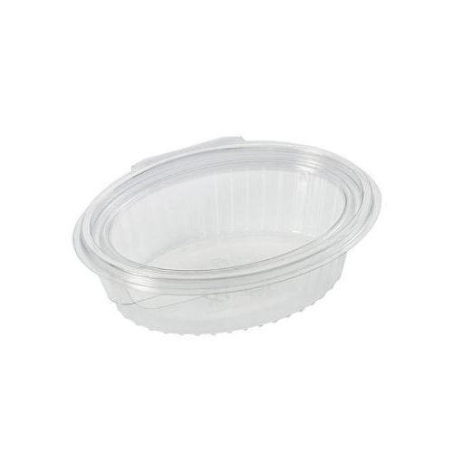Salatbakke, 250 ml, Clearshow, 150x112x45 mm, oval, hængslet låg, RPET, Klar, (800 stk.)
