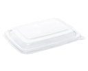 Låg til bagasse-bakke, 23,2x17,2x2,2cm, klar, RPET, firkantet, tilhørende 10204 og 10698 (300 stk.)