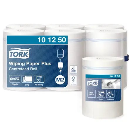 Aftørringspapir, Plus, 2-lags, hvid, 160m, Tork Advanced M2, 101250, (6 stk.)