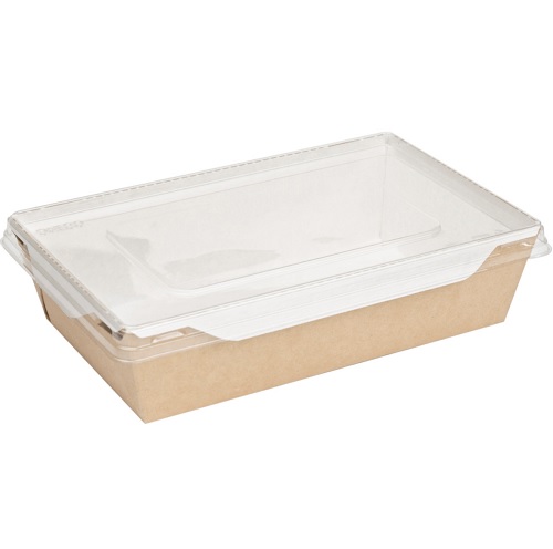 Salatboks, 18,6x10,6x5,5cm, kraft/cellulose, m. PET låg, 800 ml, (200 stk.)