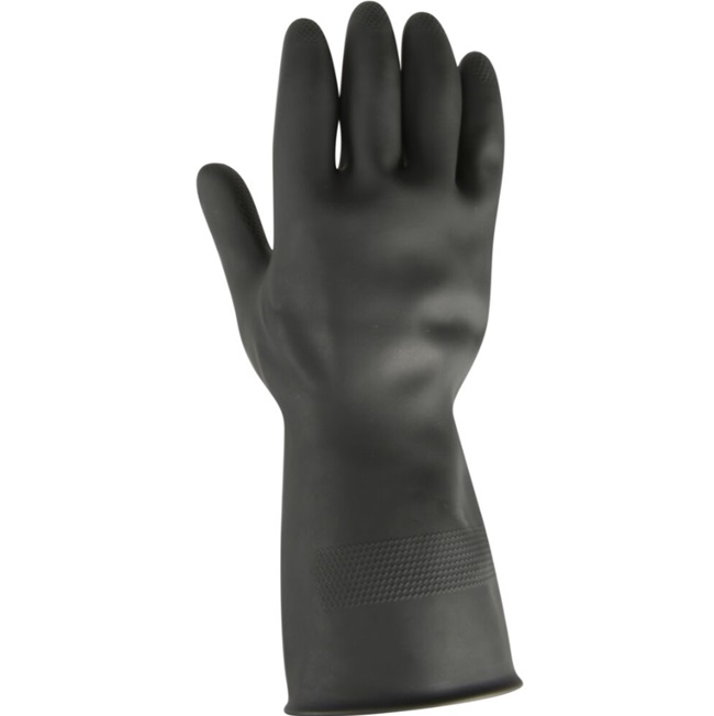 Latexhandske, XL, sort, indvendig velourisering, THOR Black Heavy Duty, (12 stk.)
