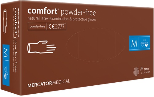 Latexhandske, M, hvid, pudderfri, Mercator, (100 stk.)
