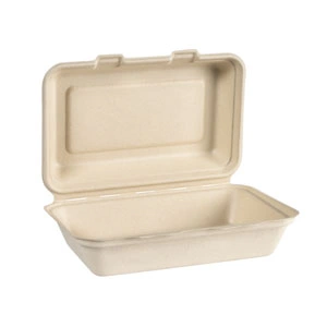 Boks med hængslet låg, bagasse, brun, 1000ml, Duni, (500 stk.)