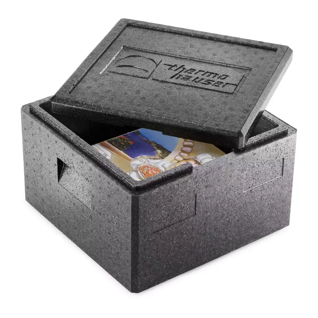 Termoboks med låg, 25 ltr, EPP, Pizza, sort, Thermohauser, 41x41x25,5cm, (1 stk.)
