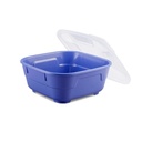 Genanvendelig plastskål m/ fladt låg, 550ml, GoodBowl Tiny, Thermohauser, (sæt á 5 stk.) (Blå)