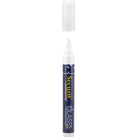 Vandfast kridttusch med skrå spids, 2-6 mm, Securit, flydende kridt, flere farver, (1 stk.) (Hvid)
