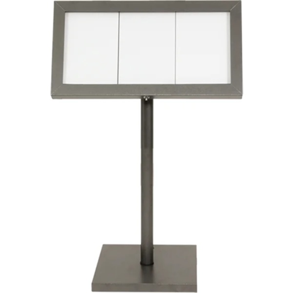 LED Informationsdisplay med stander til A4, Securit® COATED STEEL, sort, flere str., (1 sæt) (3x A4, 95 cm)