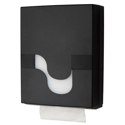 Dispenser, Megamini, 11,2x27x34,5cm, sort, plast, til alle typer håndklædeark, (1 stk.)
