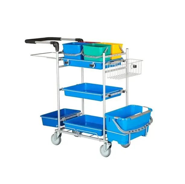 Rengøringsvogn, ERGO drypsystem m/ 4 spande & stor affaldsbeholder, Tina Trolleys, (1 stk.)