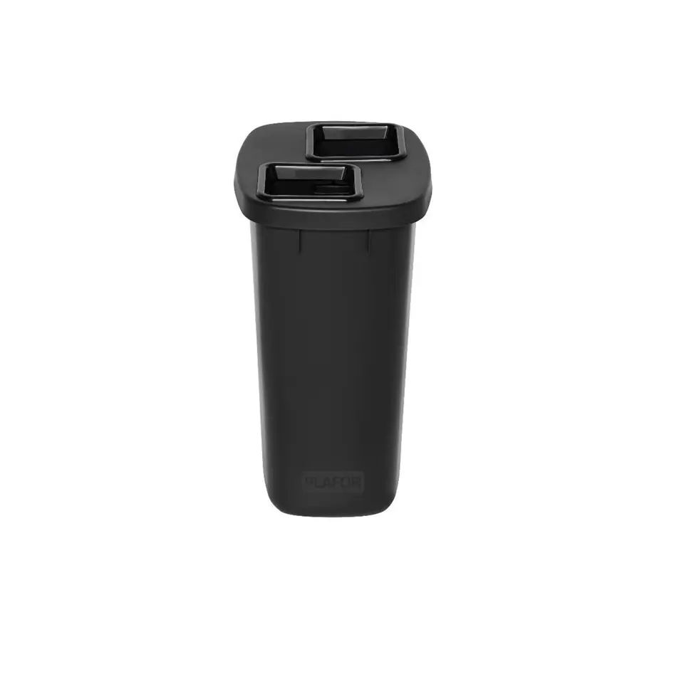 Affaldsspand DUO m/ 2x45ltr, sort, kraftig genanvendt plast, (1 stk.)