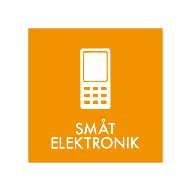 Piktogram til småt elektronik, 15x15cm, orange, folie, selvklæbende, NMF, (1 stk.)