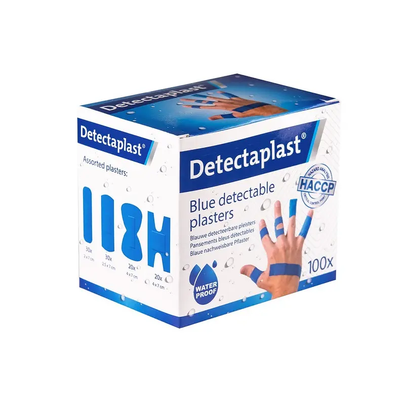 Detekterbare plastre, vandtætte, universal blandet pakke, Detectaplast, (pk á 100 stk.)