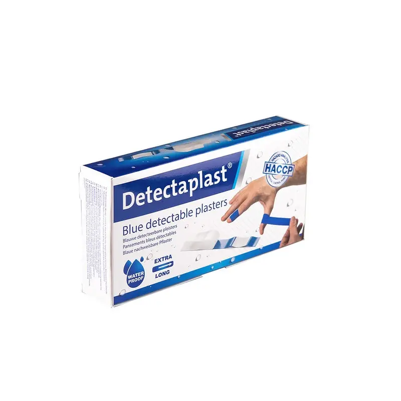 Detekterbare plastre, vandtætte, 180x20mm, blå, Detectaplast, (pk á 100 stk.)