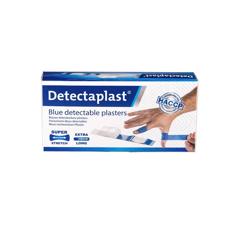 Detekterbare plastre m/ super stretch, 180x30mm, blå, Detectaplast, (pk á 100 stk.)