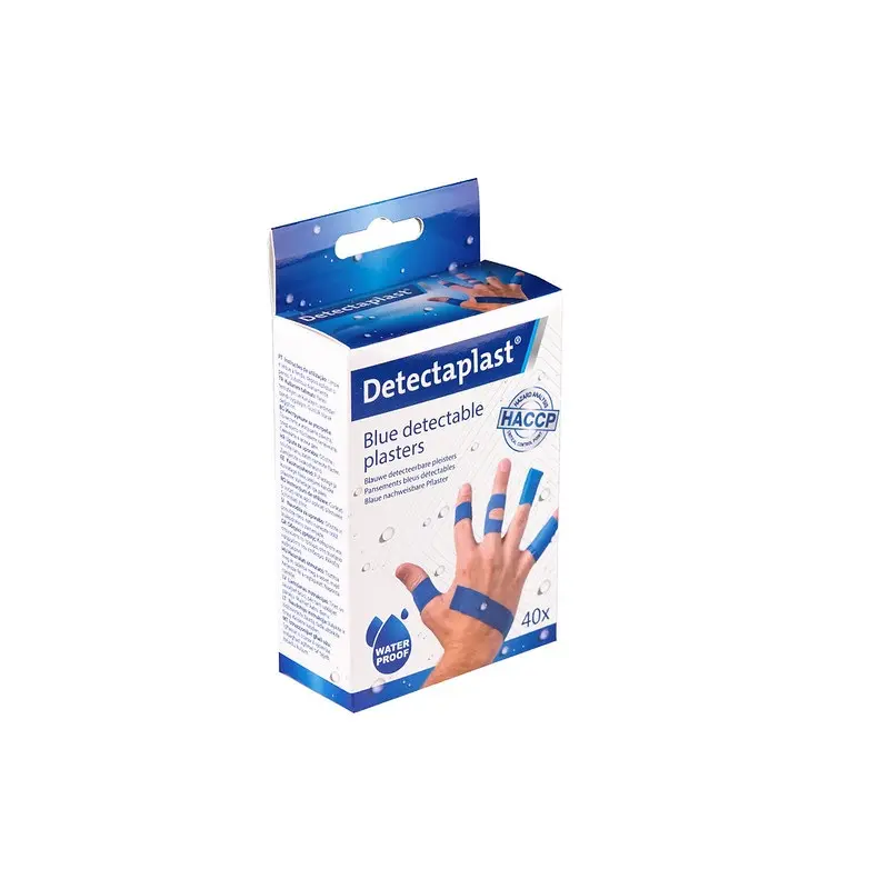 Blandet detekterbar plaster-pakke, vandtæt, blå, 5 størrelser, Detectaplast, (pk á 40 stk.)