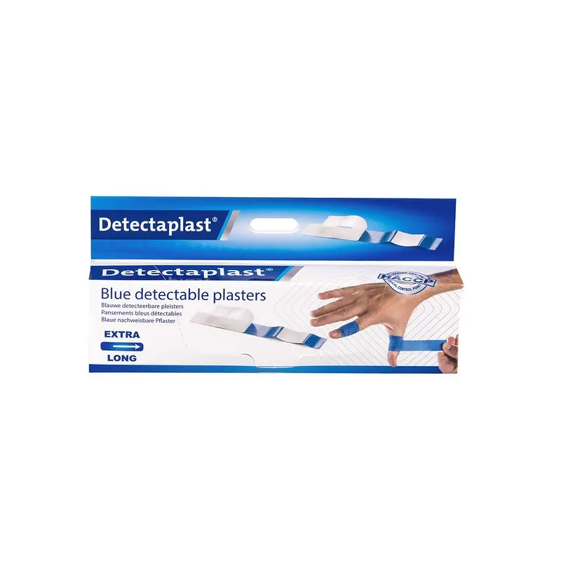 Plasterdispenser m/  50stk 180x20mm blå detekterbare & vandætte plastre, Detectaplast, (1 stk.)