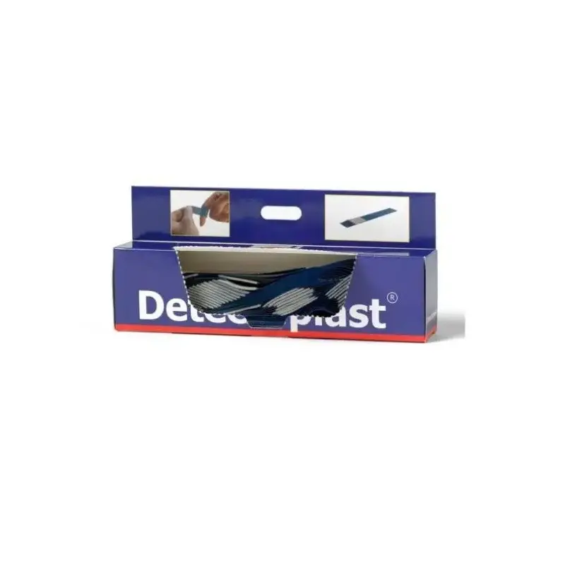 Plasterdispenser m/  50stk 180x20mm blå detekterbare plastre m/ super stretch, Detectaplast, (1 stk.)