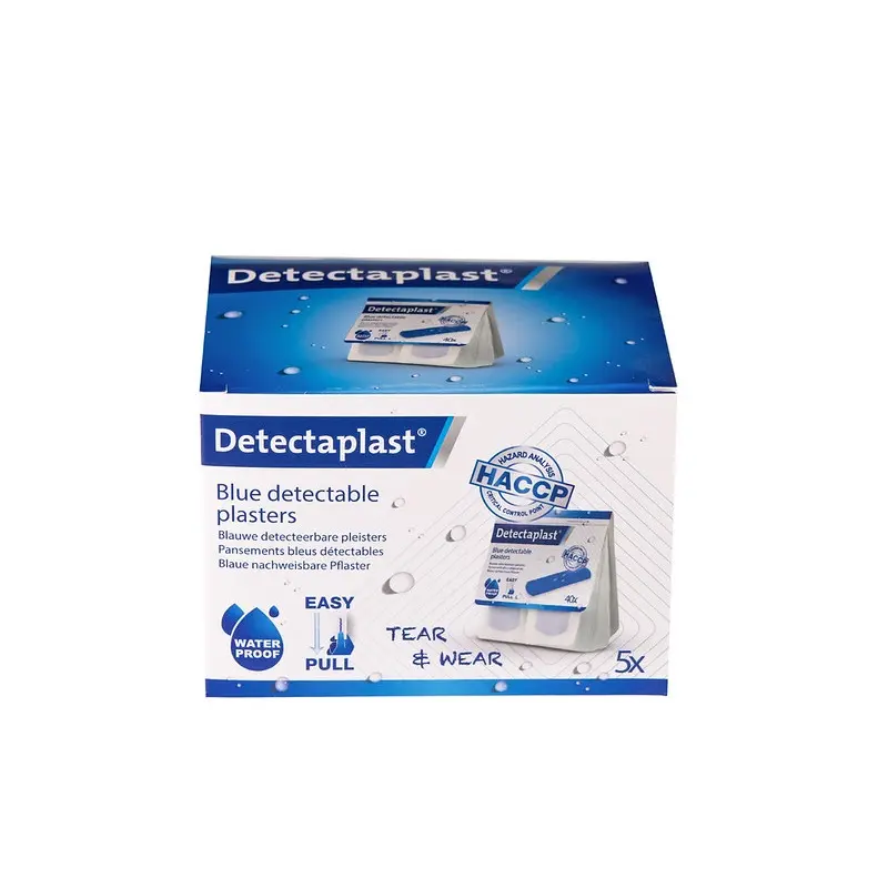 Vandtætte plastre, detekterbare, 25x72mm, blå, Detectaplast Tear & Wear, (5 x 40 stk.)