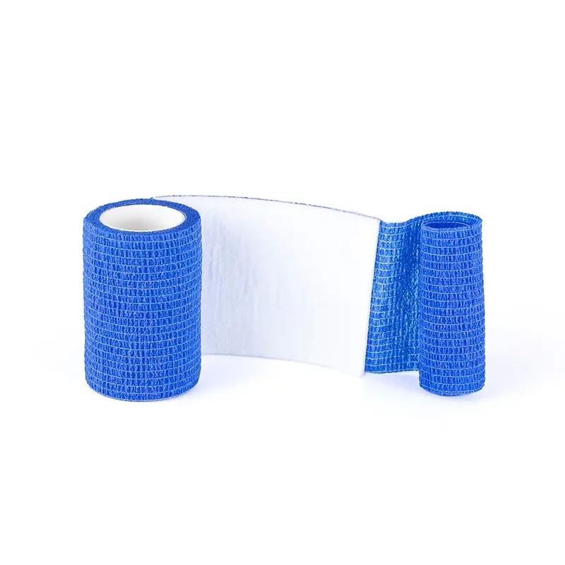 Slevklæbende bandage m/ pad, blå & detekterbar, 6x8cm, Detectaplast, (1 stk.)