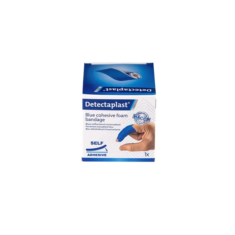 Detekterbar skumbandage, 6cm x 1m, blå, Detectaplast, (1 stk.)