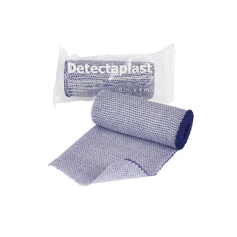 Super stretch bandage, blå & detekterbar, 8cm x 4m, Detectaplast, (1 stk.)