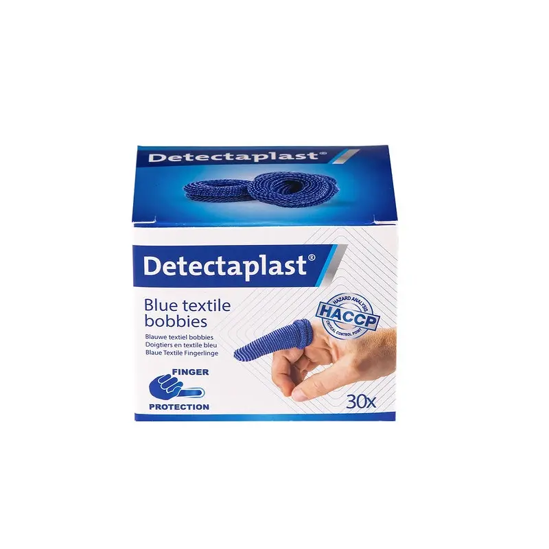 Fingerhætter / bandage, Detectaplast, tekstil, blå, Large, (pk á 30 stk.)