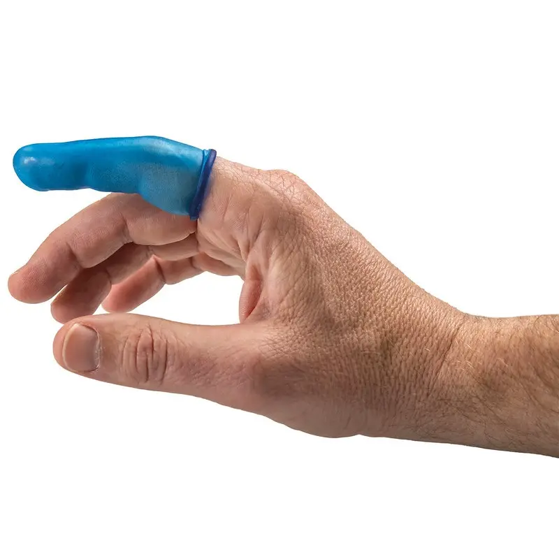 Fingerhætter i gummi, blå, Detectaplast, (pk á 25 stk.)
