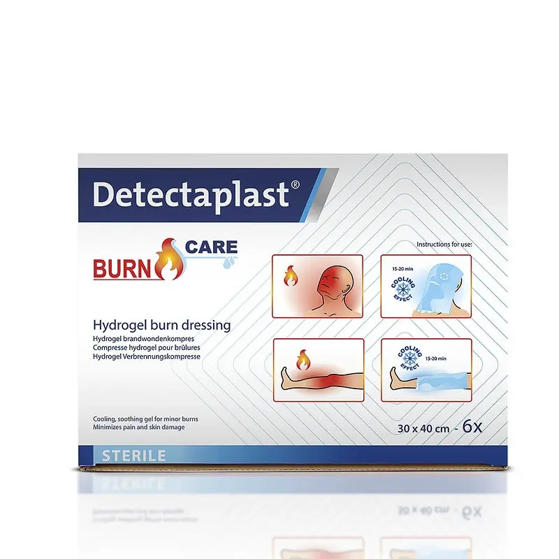Brandsårsforbinding, 30x40cm, Detectaplast Hydrogel, (6 stk.)