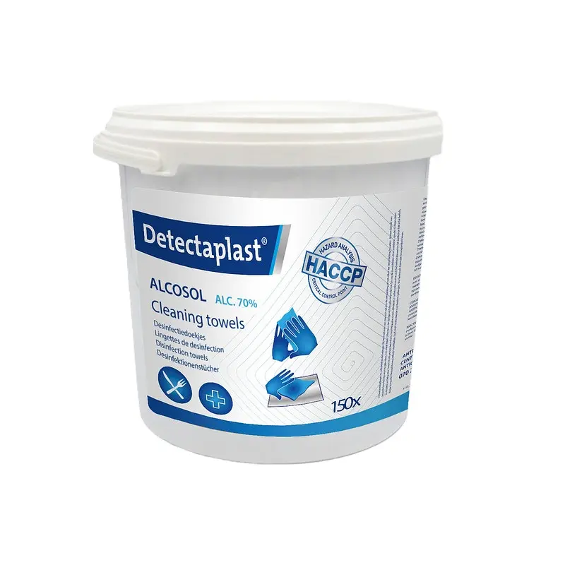 Desinfektionsservietter m/ alkohol, Detectaplast, HACCP-godkendt, (pk á 150 stk.)