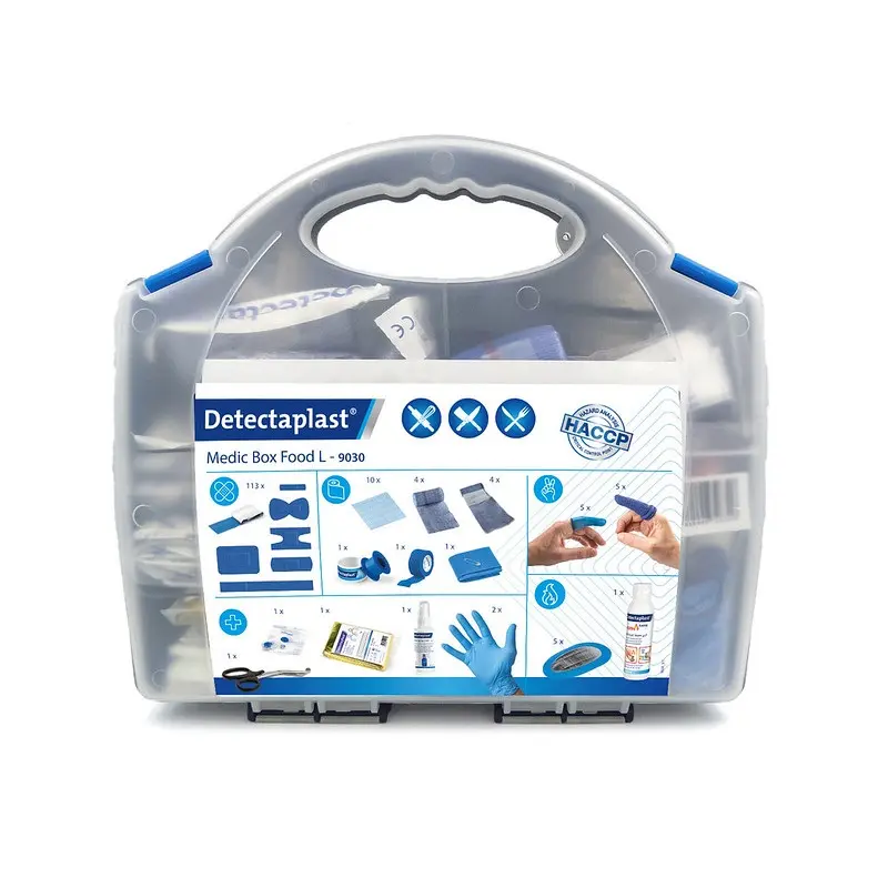 Stor plasterboks t/ fødevareindustrien, blå & detekterbare, Detectaplast, (1 stk.)