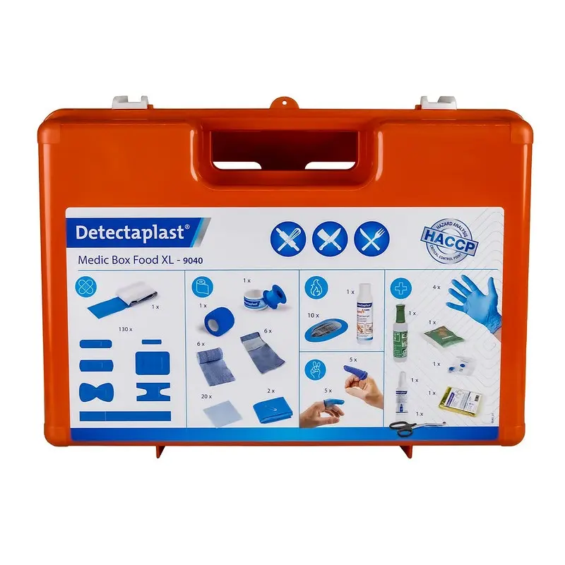 Ekstra stor plasterboks t/ fødevareindustrien, blå & detekterbare, Detectaplast, (1 stk.)