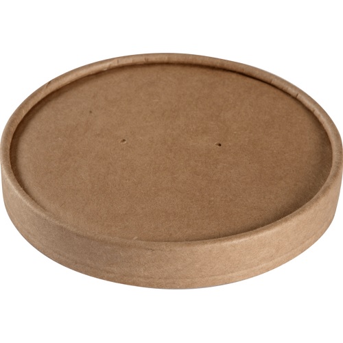 Låg til suppebøtte, Ø11,5cm, brun, kraft/PE, til 12-32oz suppebøtter, (500 stk.)